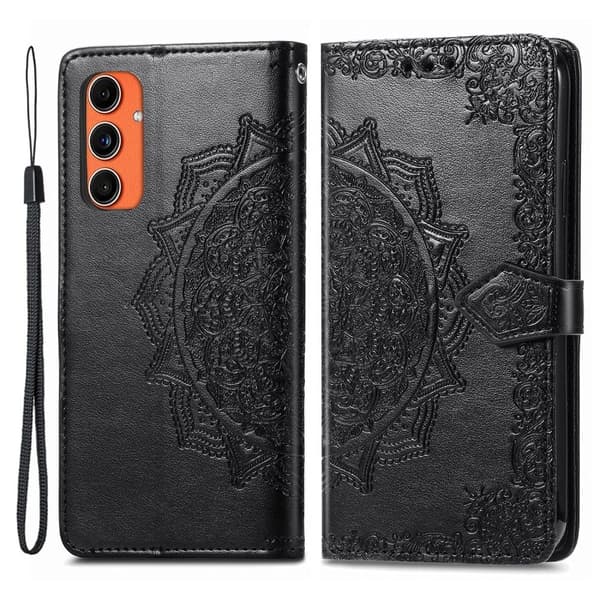Mandala Samsung Galaxy M55 / Samsung Galaxy F55 / C55 læderetui - Sort Black