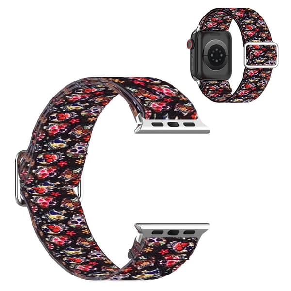 Apple Watch Series 6 / 5 44mm elastisk nylonmønstret urrem - Farverigt Kranie Multicolor