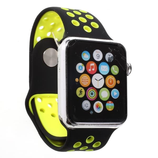 Apple Watch 42mm blød silikone urrem - Gul/sort Yellow