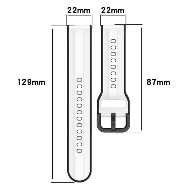 22 mm universal silikonerem i to farver - Midnatsblå / Sort Black