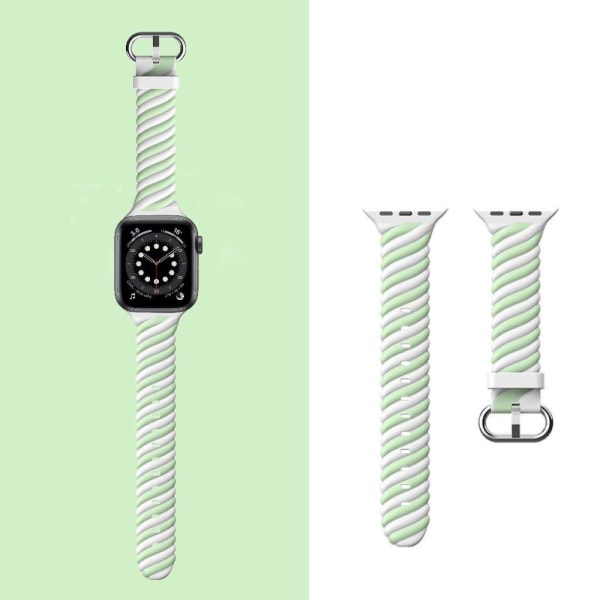 Apple Watch 40mm ainutlaatuinen väri twist silikoni ranneke - Vihreä / Valkoinen White