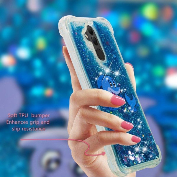 Huawei Mate 20 Lite glitter pulver stødsikkert etui - flydende Blue