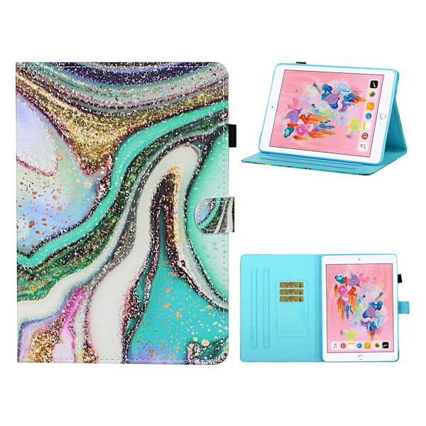 iPad (2018) / (2017) flipfodral i läder med coolt mönster - Glitterpulver multifärg