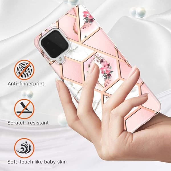 Marmormotiv Samsung Galaxy A22 4G skal - Rosa Marmor / Blomma multifärg