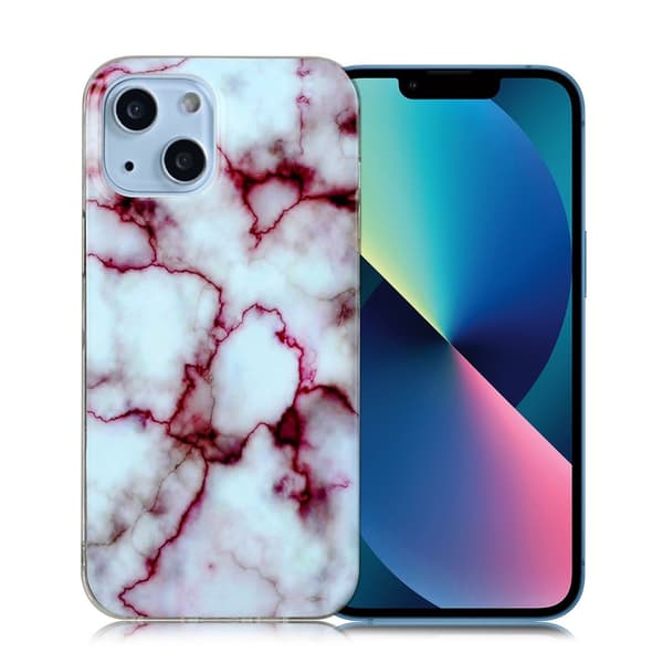 Marmordesign iPhone 13 Mini deksel - Rød Red