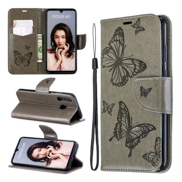 Butterfly Huawei P30 Lite etui - Grå Silver grey