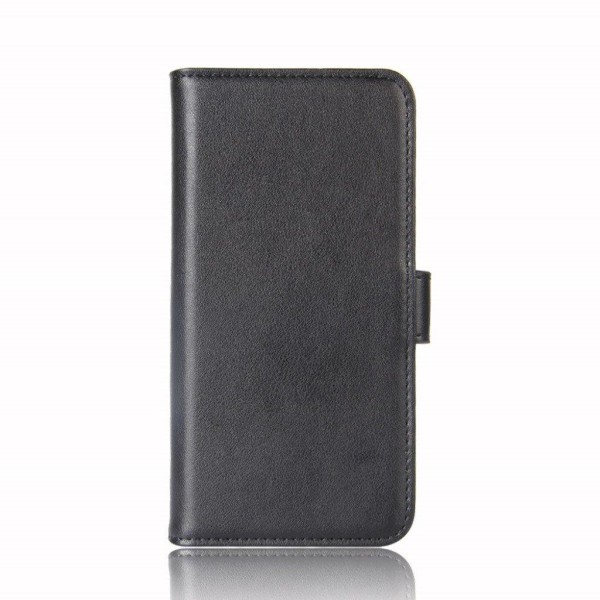 iPhone XR mobilfodral delat läder silikon stående plånbok - Svar Svart