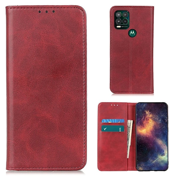 Äkta läder Motorola Moto G Stylus 5G fodral - Röd Röd
