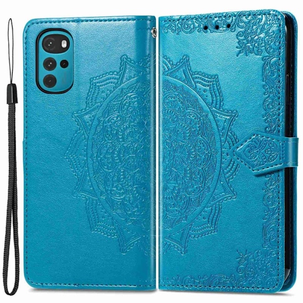Mandala Motorola Moto G22 Flip Etui - Blå Blue