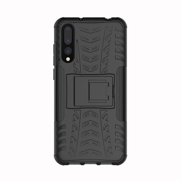 Huawei P20 Pro TPU och plast halkfri och skyddande mobilskal med utfällbart ben - Svart Svart