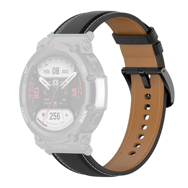 Amazfit T-Rex 2 aito nahkakellon hihna työkalulla - Musta Black