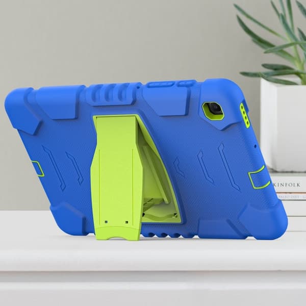 Samsung Galaxy Tab S6 Lite silikondeksel med kickstand - Blå / Lime Blue