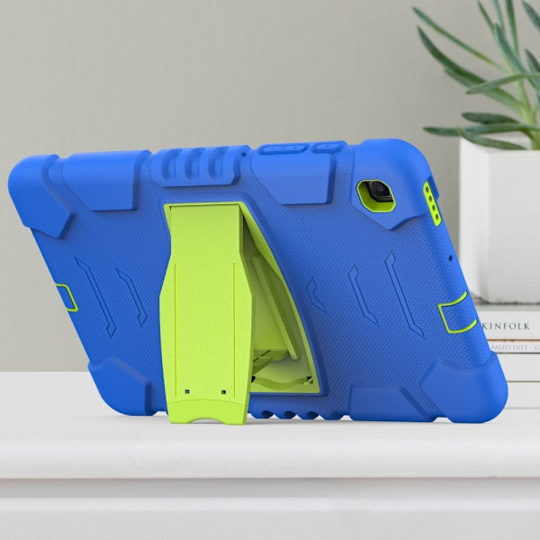 Samsung Galaxy Tab S6 Lite silikonfodral med kickstand - Blå / Lime Blå