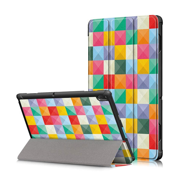Lenovo Tab E10 mönstrat plånboksfodral i läder - färgglada trianglar multifärg