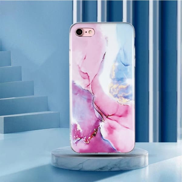 Marble design Apple Smartphone cover - Lyserød/Blå Multicolor