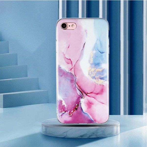 Marmormotiv iPhone SE (2022) / iPhone SE 2020 / iPhone 7 skal - Rosa / Blå multifärg