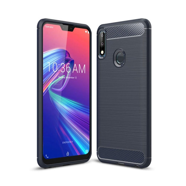 Asus ZenFone Max Pro (M2) borstat skal med kolfibertextur - mörkblå Blå