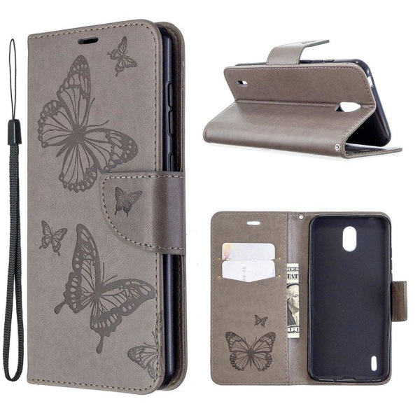 Butterfly Nokia 1.3 Etui - Grå Silver grey