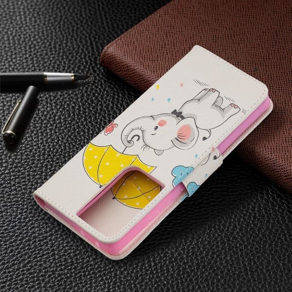 Wonderland Samsung Galaxy S21 Ultra Flippetui - Søt Elefant White