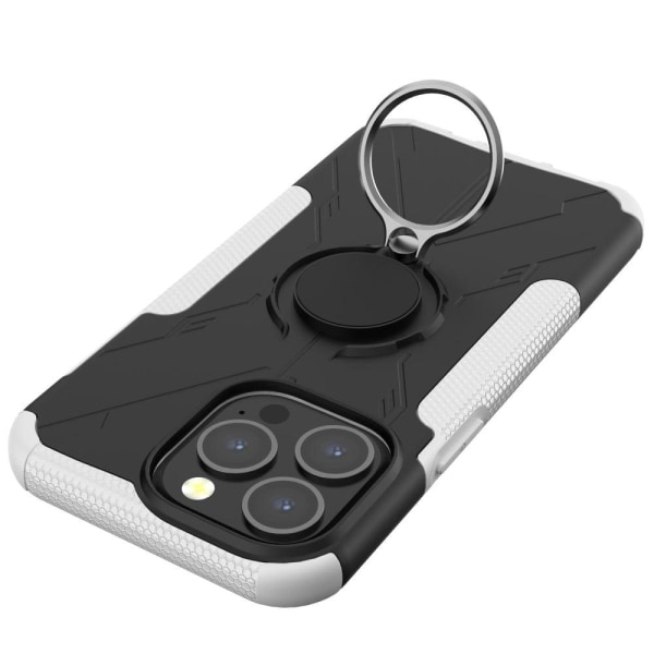 Kickstand-skydd med magnetisk platta för iPhone 13 Pro - Vit Vit