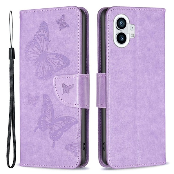 Butterfly läder Nothing Phone (1) fodral - Lila Lila