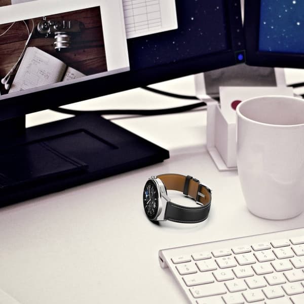 Samsung Galaxy Watch 5 / 5 Pro / Watch 4 urrem i ægte læder - Sort Black