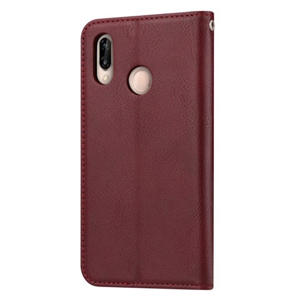 Huawei P20 Lite auto-absorberende PU læder flip etui - Vinrød Red