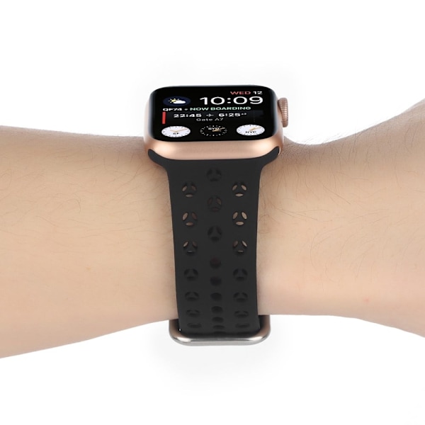 Apple Watch Series 8 (41mm) silikonerem i hul stil - Sort Black