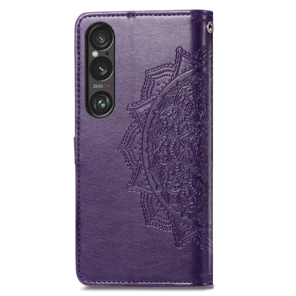 Mandala Sony Xperia 1 VI etui i lær - Lilla Purple