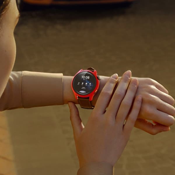 Huawei Watch 3 matte cover + tempered glass screen protector - Red Röd