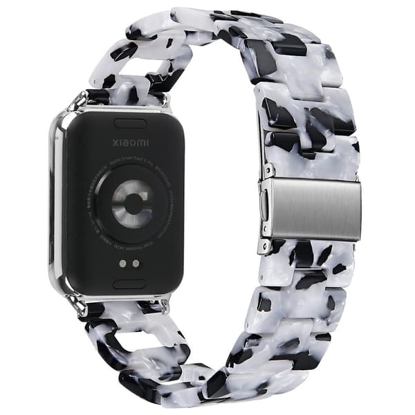 Urrem Xiaomi Redmi Watch 4 D-Shape Resin Replacement Watchband - Sort + Hvid Black