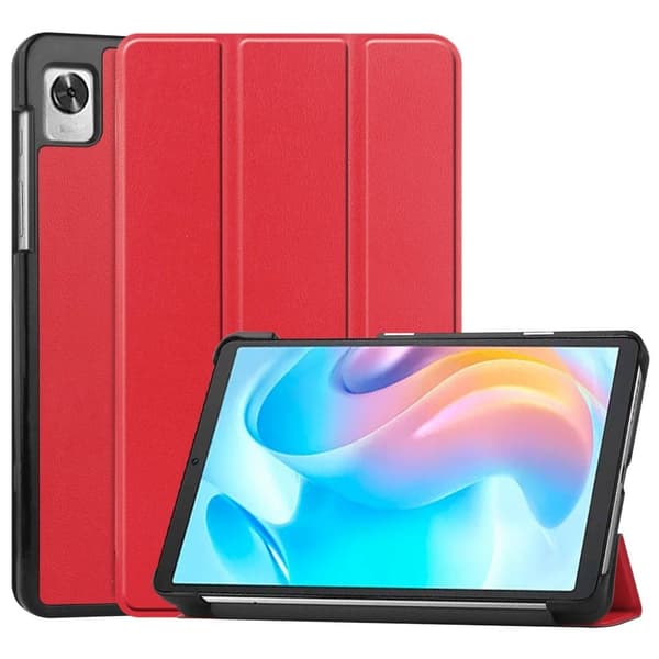 Kolminkertainen nahkainen jalusta kotelo Realme Pad Mini - Punainen Red