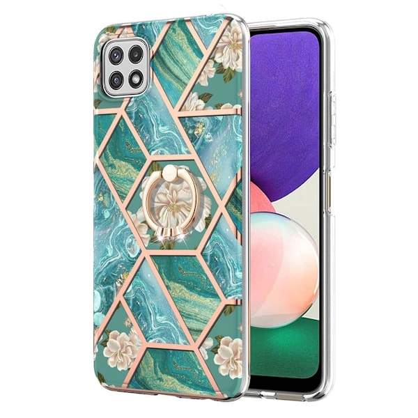 Marmormotiv Samsung Galaxy A22 5G skal - Blå Blommor Blå