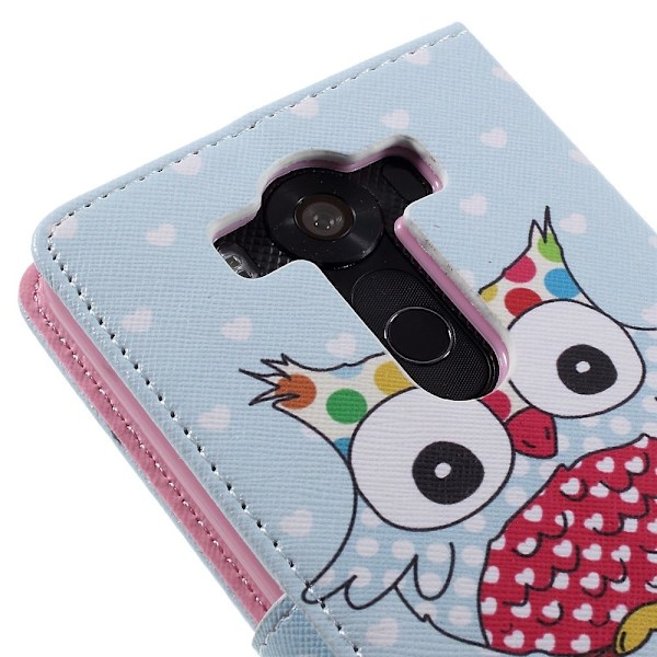 Ancher etui til LG V10 - Ugle og hjerter Multicolor