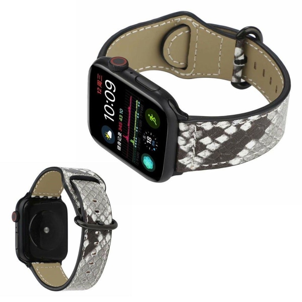 Apple Watch Series 6 / 5 40mm mønster ægte læder rem - Snake struktur Silver grey