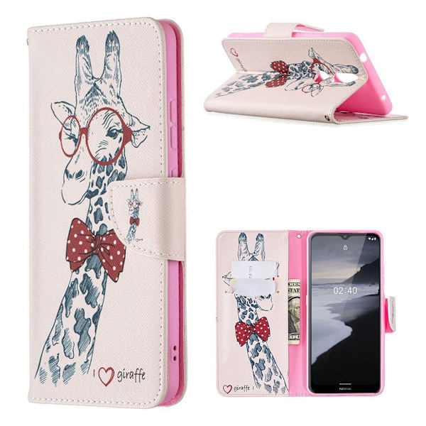 wonderland Nokia 2.4 flip etui - Giraffe Silver grey