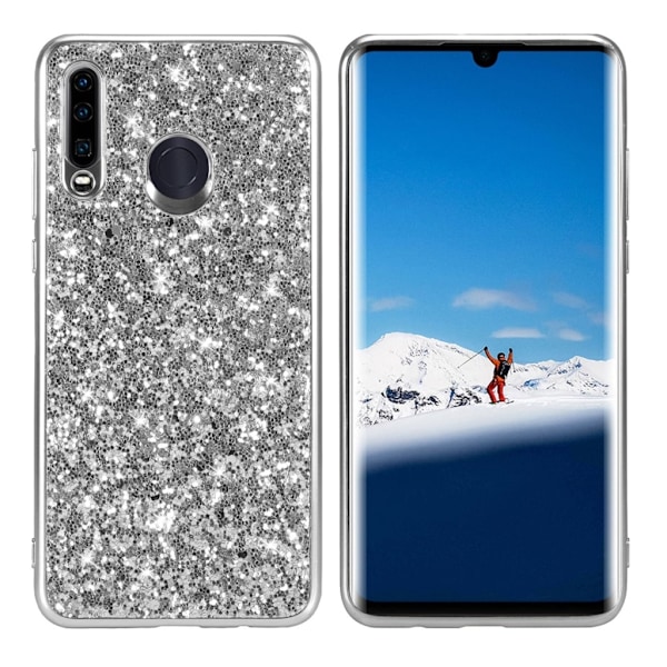 Glitter Huawei P30 Lite deksel - Sølv Silver grey