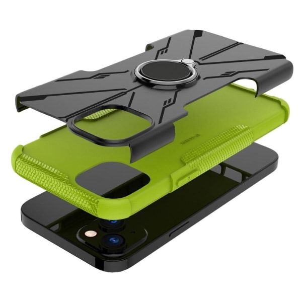 Kickstand-skydd med magnetisk platta för iPhone 14 - Grön Grön