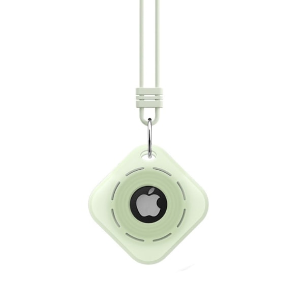 AirTags silikoneetui med reb og nøglering - Fluorescerende Grøn Green
