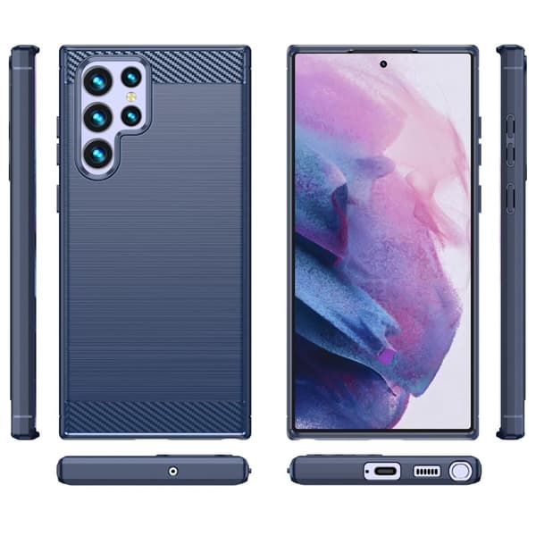 Carbon Flex Samsung Galaxy S22 Ultra skal - Blå Blå