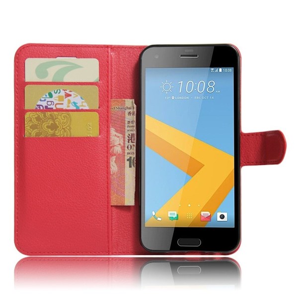 HTC A9s stilfuldt læder-etui m. kortholder - Rød Red