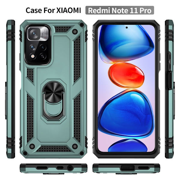 Bofink Combat Xiaomi Redmi Note 11 Pro / 11 Pro Plus Etui - Sortliggrøn Green