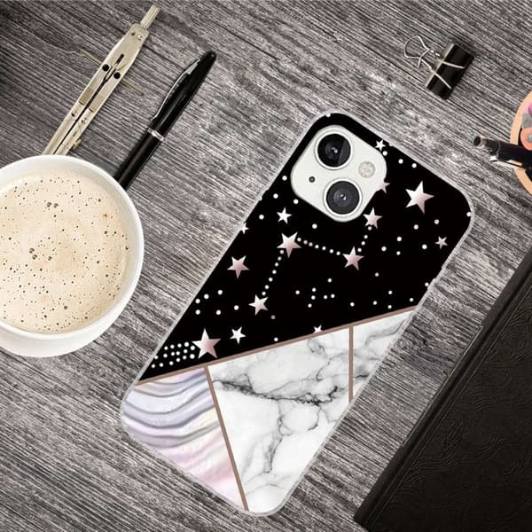 Marmormotiv iPhone 14 skal - Konstellation Marmorplatta multifärg