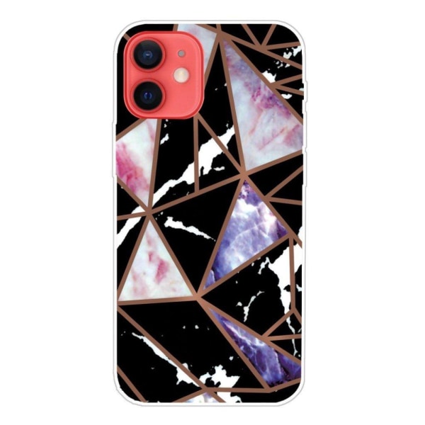 Marble design iPhone 12 Mini cover - Sort / Rosa / Blå Multicolor