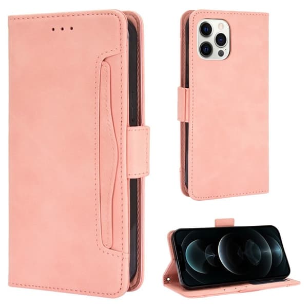 Stilig Læretui med Lommebok til iPhone 13 Pro - Rosa Pink