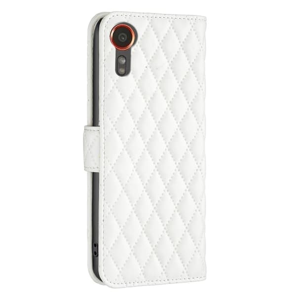 Rombemønster, matt flip-deksel for Samsung Galaxy Xcover 7 - Hvit White