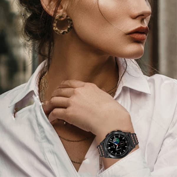 Ticwatch 2 / E / C2 Topplagssømlinjer klokkerem i ekte skinn - Svart Black