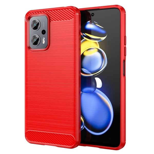 Carbon Flex Xiaomi Poco X4 GT / Xiaomi Redmi Note 11T Pro Plus / Xiaomi Redmi Note 11T Pro deksel - Rød Red