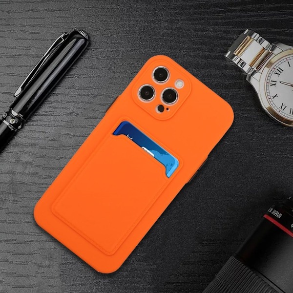 Deksel med Kortholder til iPhone 13 Pro - Oransje Orange