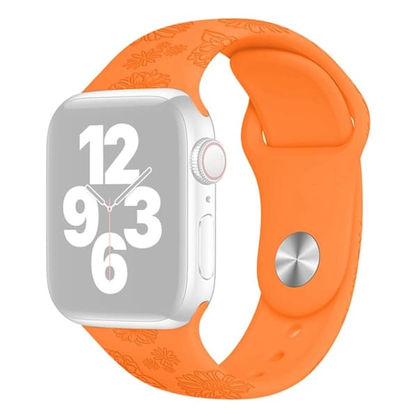 Apple Watch (41mm) enfärgat mönsterarmband i silikon - Orange Solros Orange